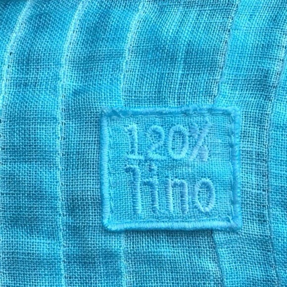 120% Lino Turquoise Blue Poet Blouse Size 42 - Picture 7 of 8